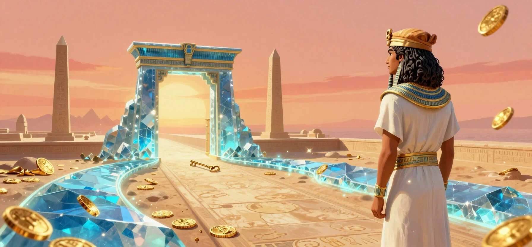 Golden Nugget Casino mobile app access through a glowing crystal gateway